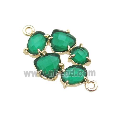 copper oval connector pave green Cat Eye Crystal, gold plated