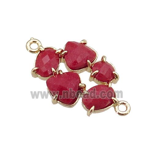 copper oval connector pave red Cat Eye Crystal, gold plated