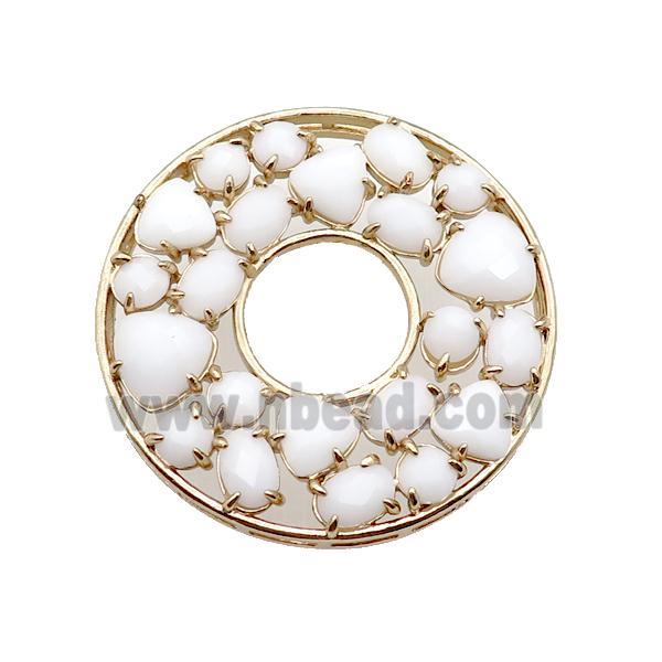 copper donut pendant pave white Cat Eye Crystal, gold plated