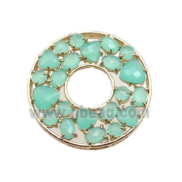 copper donut pendant pave lt.green Cat Eye Crystal, gold plated
