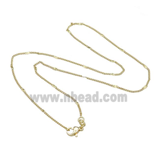 Copper Necklace Curb Chain Unfaded Gold Plated