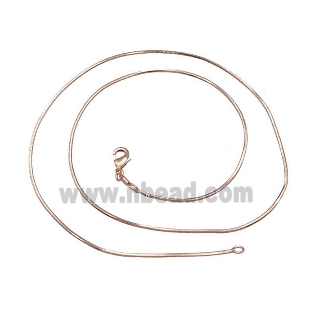 Copper Necklace FlatSnake Chain Unfaded Rose Gold