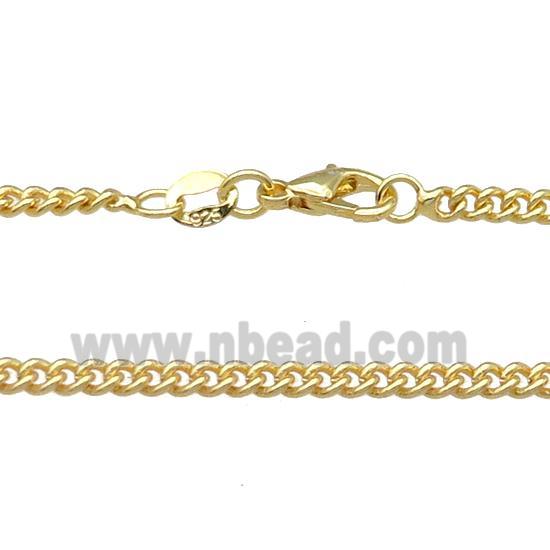 Copper Necklace Curb Chain Unfaded Gold Plated