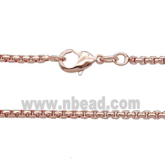 Copper Necklace Box Chain Unfaded Rose Gold