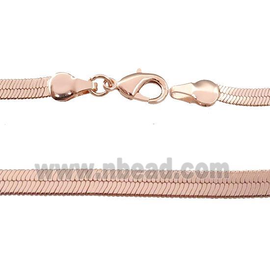 Copper Necklace FlatSnake Chain Unfaded Rose Gold