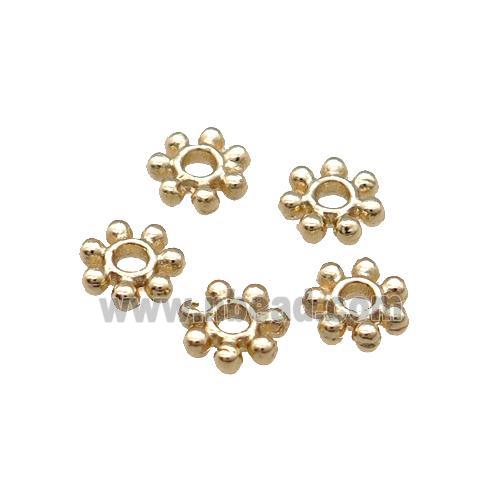 Copper Daisy Spacer Beads Unfaded Light Gold Plated