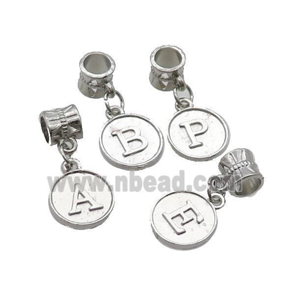 Alloy Pendant Mix Letter Platinum Plated
