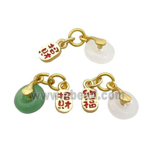 Alloy Pendant With Jade Duck Gold