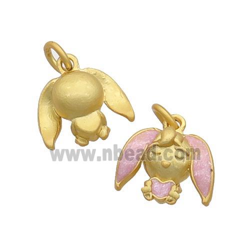Alloy Kids Girls Pink Enamel Duck Gold
