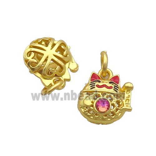 Alloy Lucky Cat Pendant Enamel Duck Gold