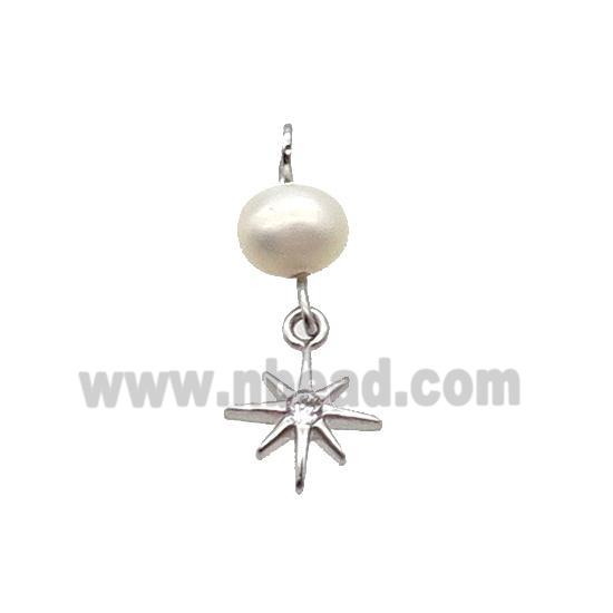 Copper Northstar Pendant With Pearl Platinum Plated