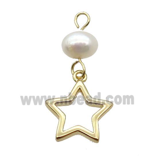 Copper Star Pendant With Pearl Gold Plated