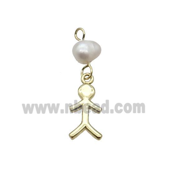 Copper Boy Kids Pendant With Pearl Gold Plated