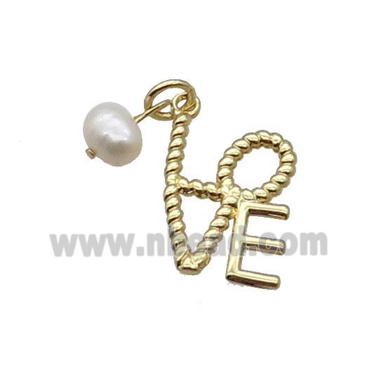 Copper LOVE Pendant With Pearl Gold Plated