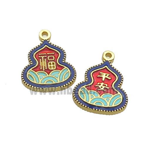 Copper Gourd Pendant Fu Multicolor Enamel Gold Plated