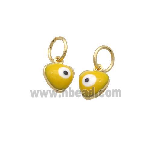 Copper Heart Pendant Eye Yellow Enamel Gold Plated