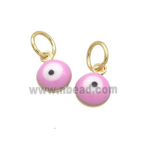 Copper Circle Pendant Eye Pink Enamel Gold Plated