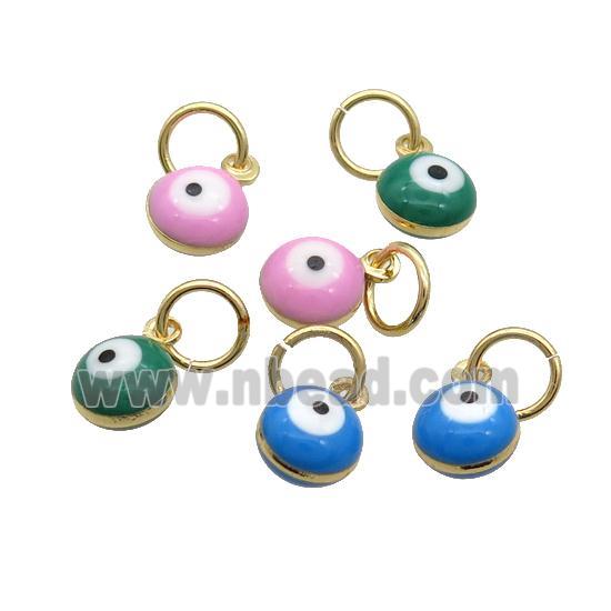 Copper Circle Pendant Eye Enamel Gold Plated Mixed Color