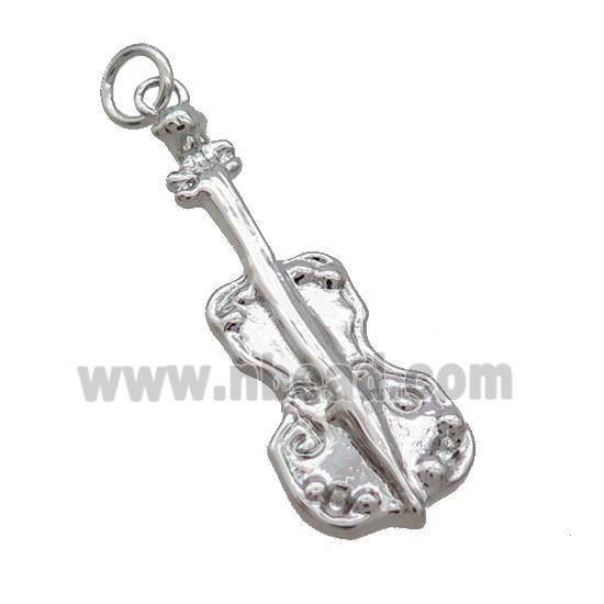 Copper Guitar Pendant Charm Platinum Plated