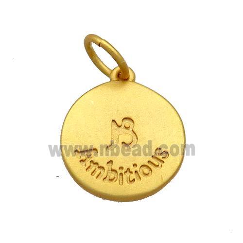 Copper Circle Pendant Zodiac Capricorn 18K Gold Plated