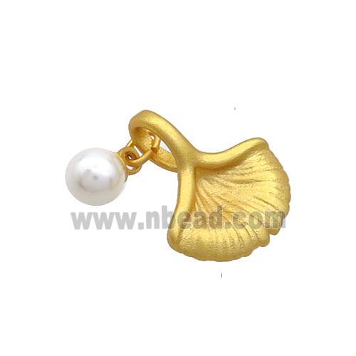 Copper Pendant Scallop Shape Pearlized Plastic 18K Gold Plated