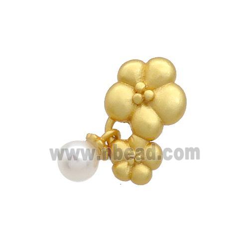 Copper Flower Pendant Pearlized Plastic 18K Gold Plated