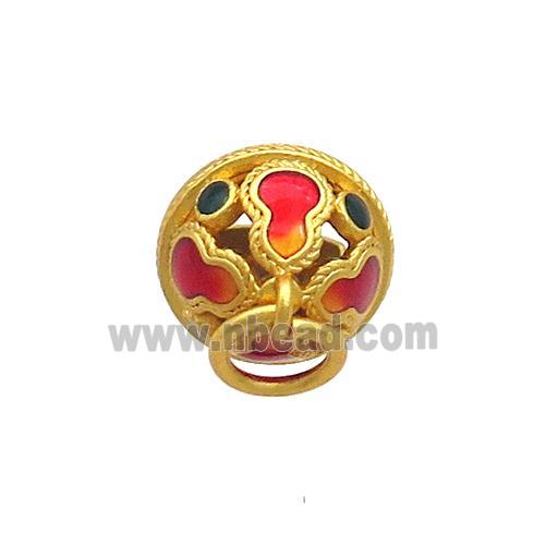 Copper Bell Pendant Pave Stone 18K Gold Plated