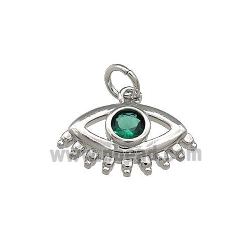 Copper Eye Pendant Pave Zircon Platinum Plated