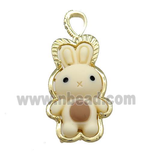 Khaki Resin Rabbit Pendant Gold Plated