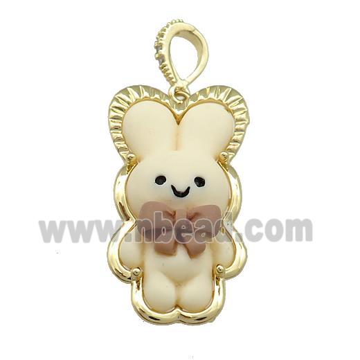 Khaki Resin Rabbit Pendant Gold Plated