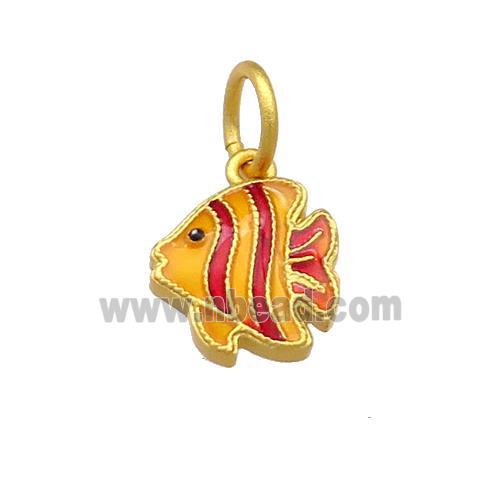 Copper Fish Pendant Multicolor Cloisonne 18K Gold Plated