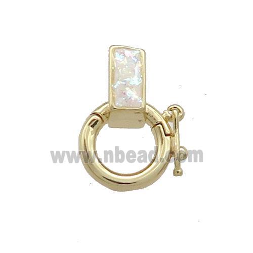 Copper Bail Pave White Fire Opal 18K Gold