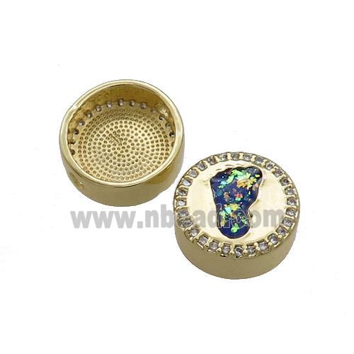 Copper Button Beads Pave Multicolor Fire Opal Barefoot 18K Gold Plated