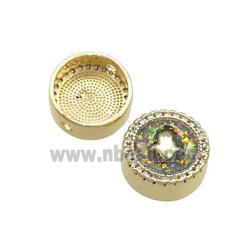 Copper Button Beads Pave Fire Opal Hand 18K Gold Plated