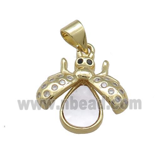 Copper Beetle Pendant Pave Shell Zircon 18K Gold Plated