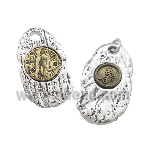 Tibetan Style Copper Slice Pendant Antique Silver Bronze