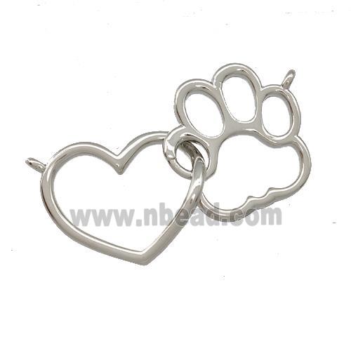 Copper Heart Paws Pendant Platinum Plated