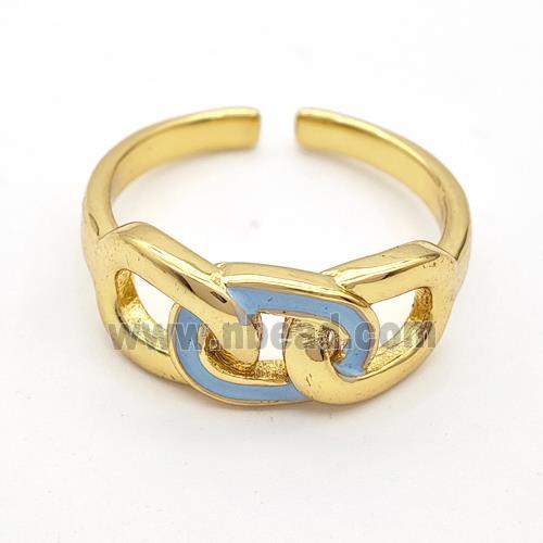 Copper Rings Lt.blue Enamel Gold Plated