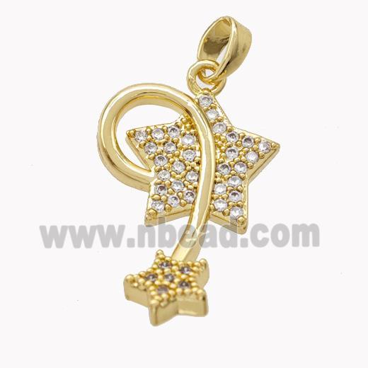 Copper Star Pendant Micropave Zirconia Gold Plated