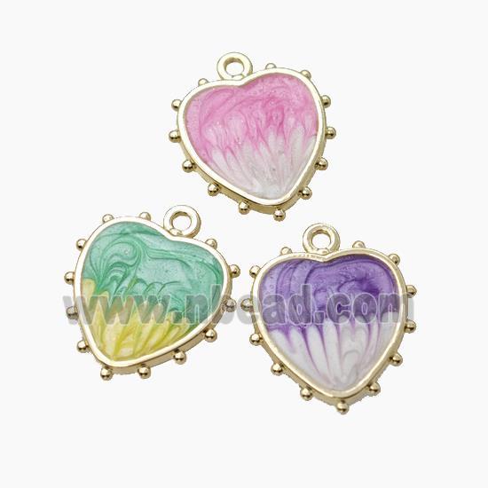Copper Heart Pendant Painted Gold Plated Mixed Color