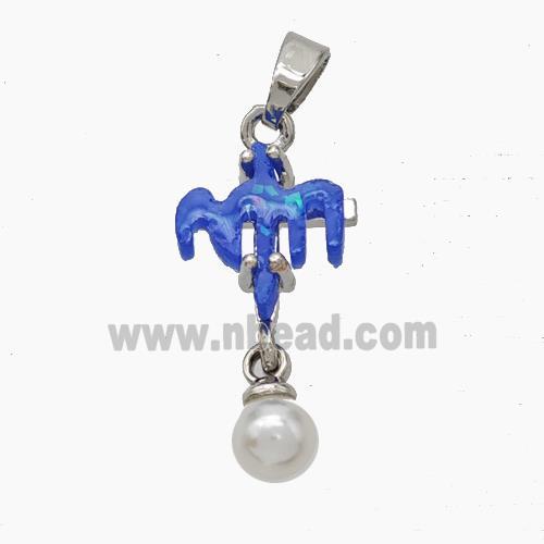 Copper Cross Pendant Pave Acrylic Platinum Plated