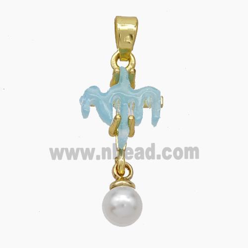 Copper Cross Pendant Pave Acrylic Gold Plated