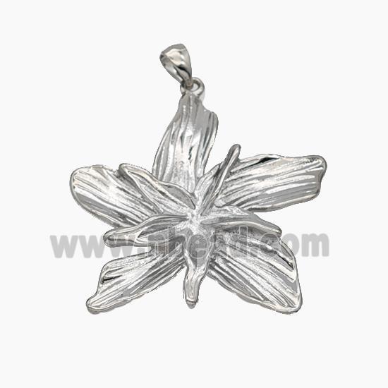 Copper Flower Pendant Platinum Plated