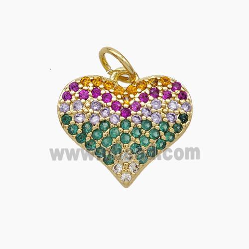 Copper Heart Pendant Micropave Zirconia Gold Plated