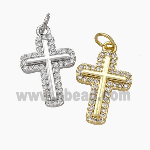 Copper Cross Pendant Micropave Zirconia Mixed
