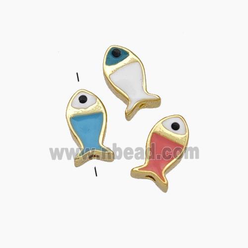 Copper Fish Beads Enamel Gold Plated Mixed