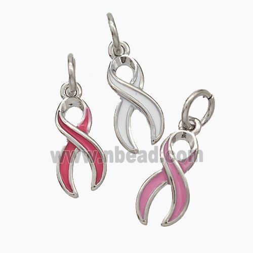 Awareness Ribbons Charms Copper Pendant Enamel Platinum Plated Mixed