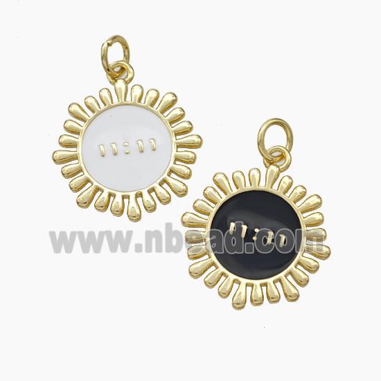 Copper Sunflower Pendant Enamel Double 11 Gold Plated Mixed