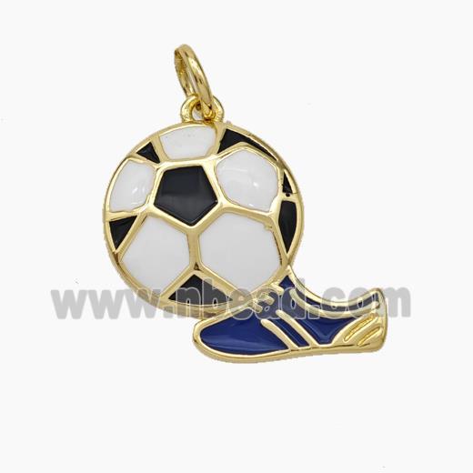 Football And Boots Charms Copper Pendant Enamel Shoe Gold Plated