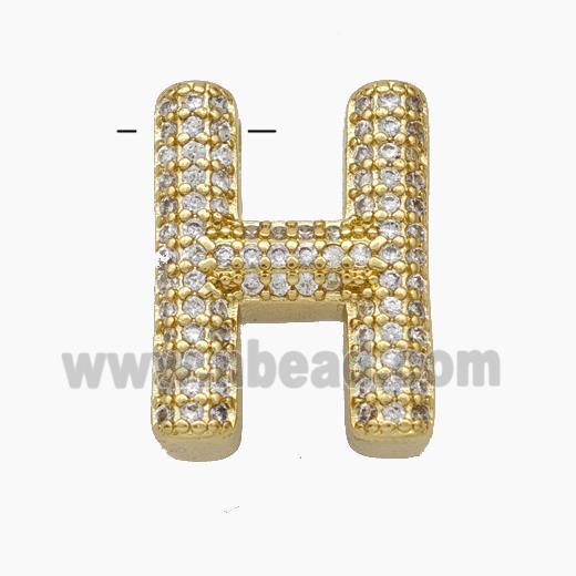 Copper Letter-H Pendant Pave Zirconia Gold Plated